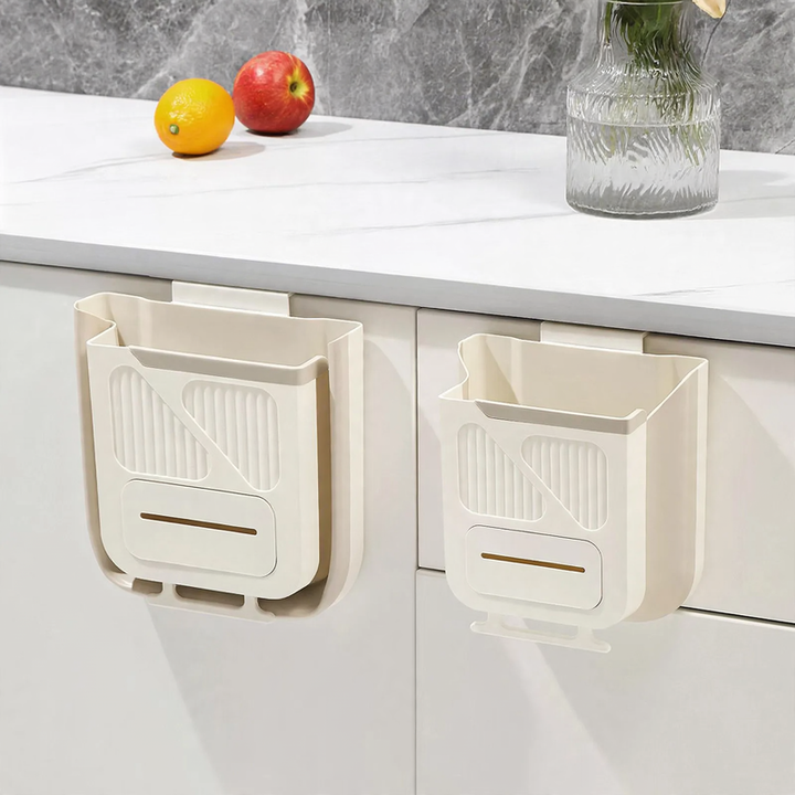 Wall-mounted trash can, plastic, foldable
