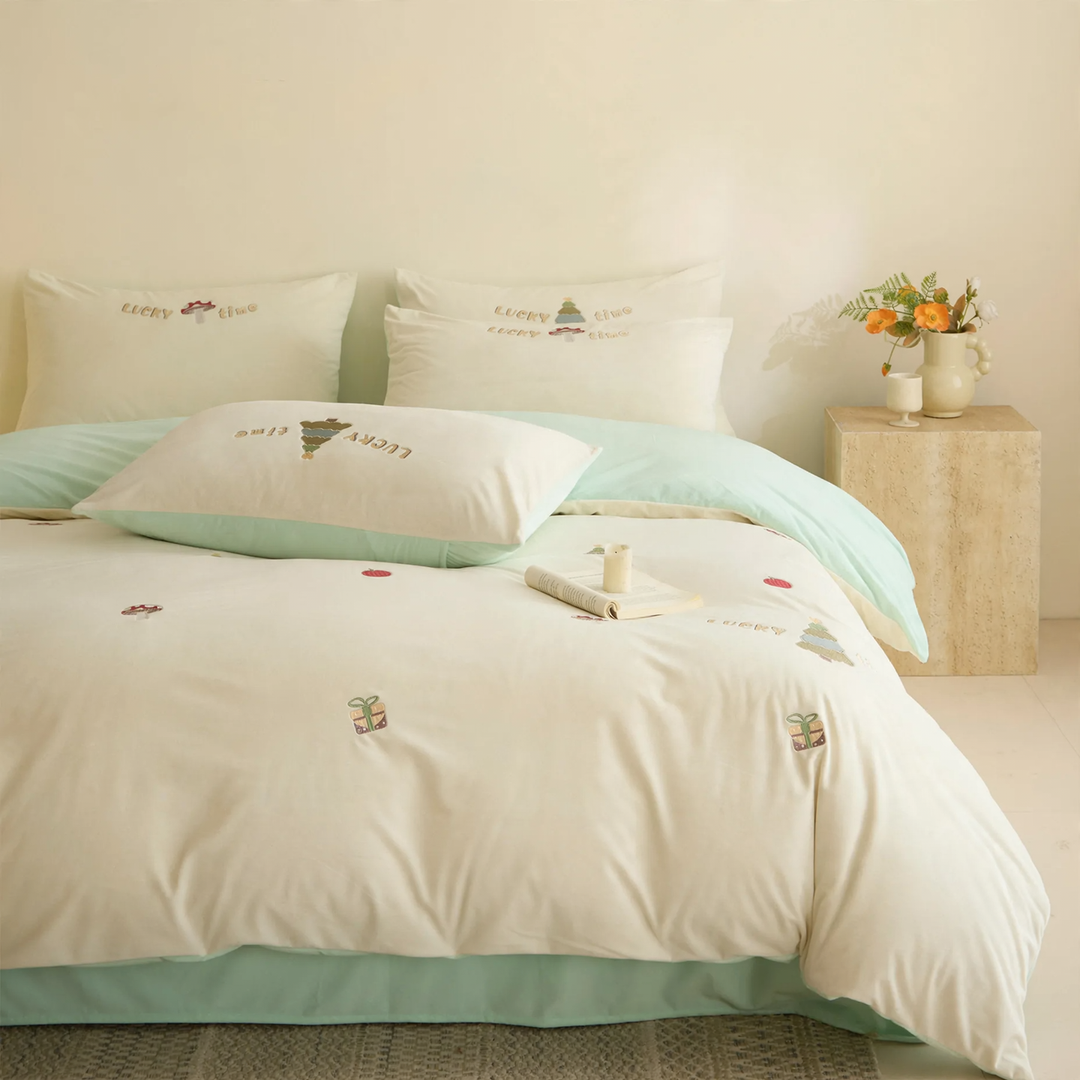 Winter bedding set, milk fleece, geometric pattern