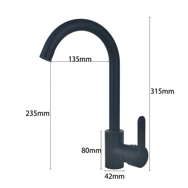 Stainless steel kitchen faucet, mixing or cold water