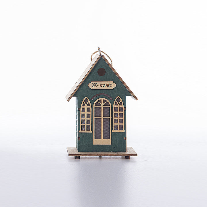 Illuminated wooden house for Christmas decoration