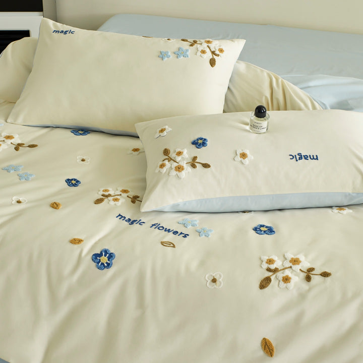 Cotton bedding set, 4-piece, microfiber finish