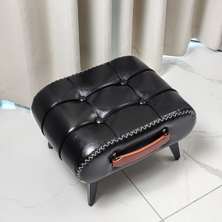 Faux leather storage ottoman