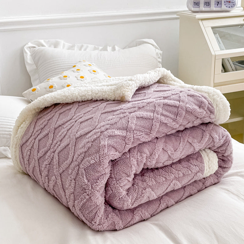 Warm lamb fleece throw blanket, solid color, various sizes