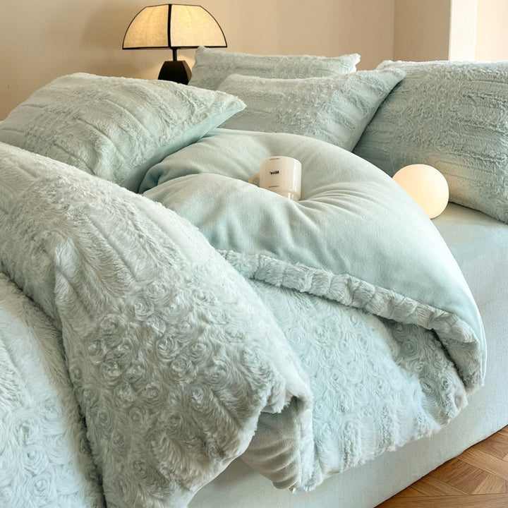 Milk fiber fleece duvet cover set, extra warm
