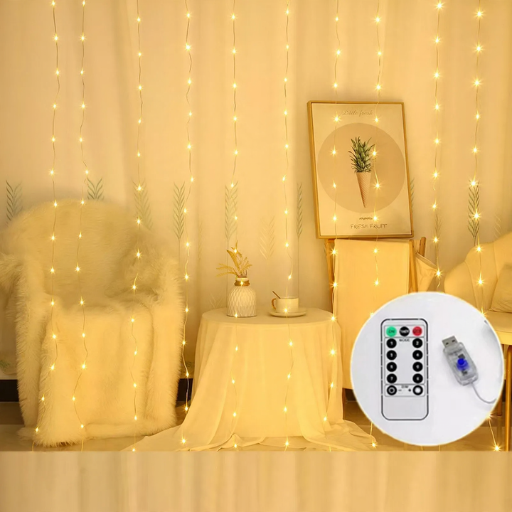 LED curtain string lights with remote control
