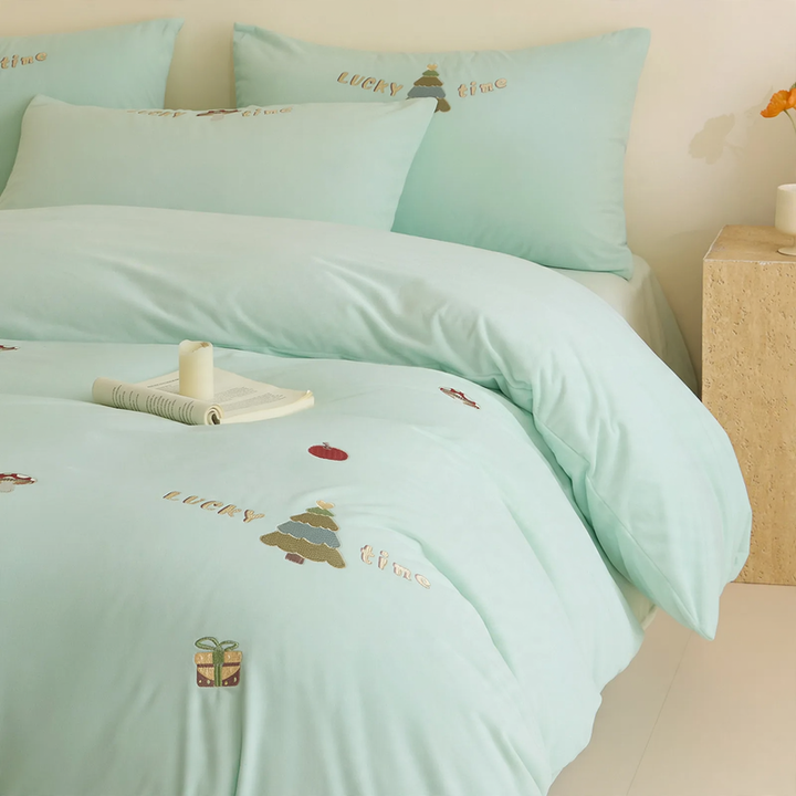 Winter bedding set, milk fleece, geometric pattern