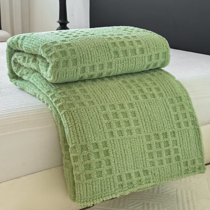 Fluffy coral fleece blanket for relaxing breaks