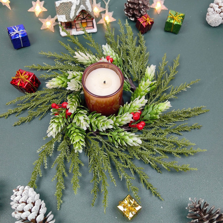 Christmas Fir Wreath with Snow Effect