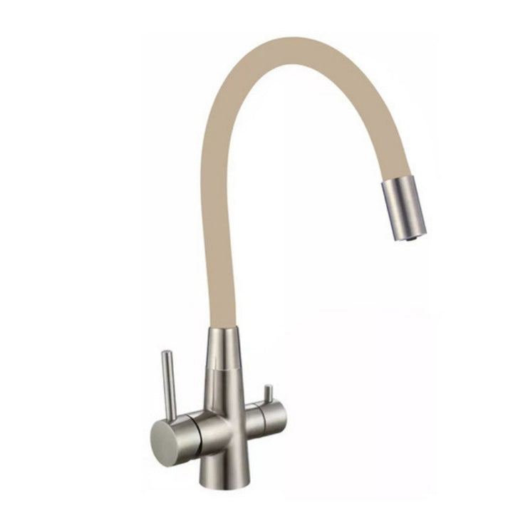 Stainless steel kitchen faucet with spray function
