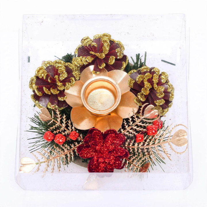Christmas candle wreath with pine cones 12 cm