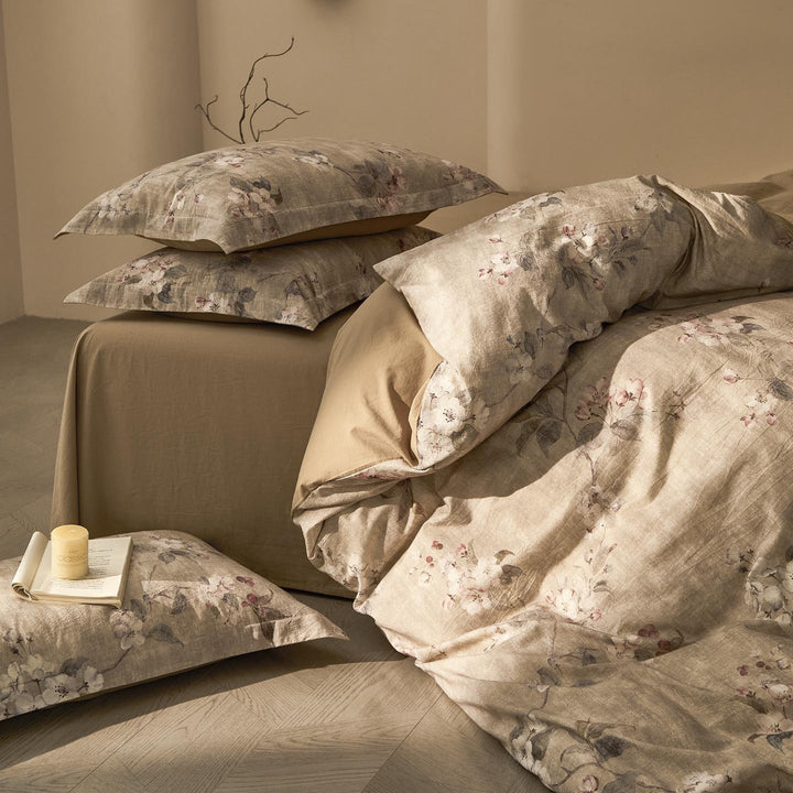 Cotton-linen bedding set, floral pattern