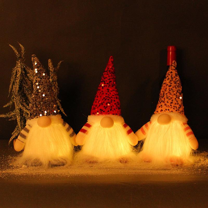 Illuminated Christmas Elf Figure with Sequins