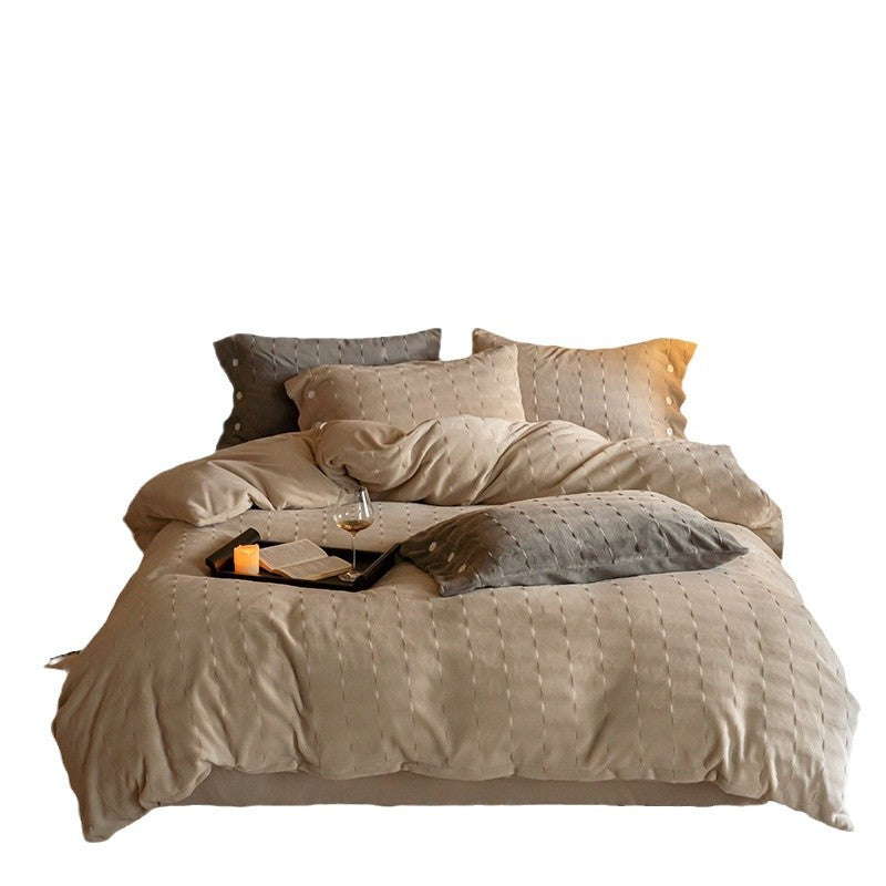 Milk fiber bedding set, 4-piece, solid color