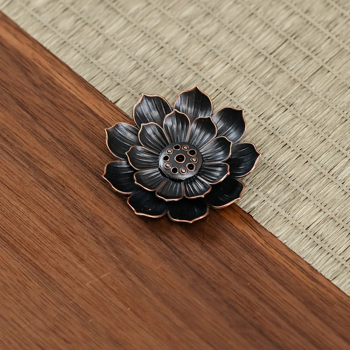 Copper Lotus Flower Incense Stick Holder