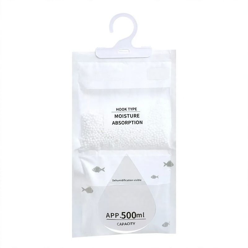Hanging dehumidifying bag for clothing
