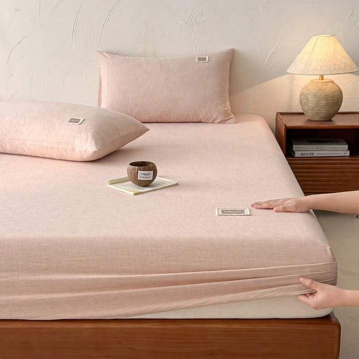 Cotton-linen fitted sheet, breathable