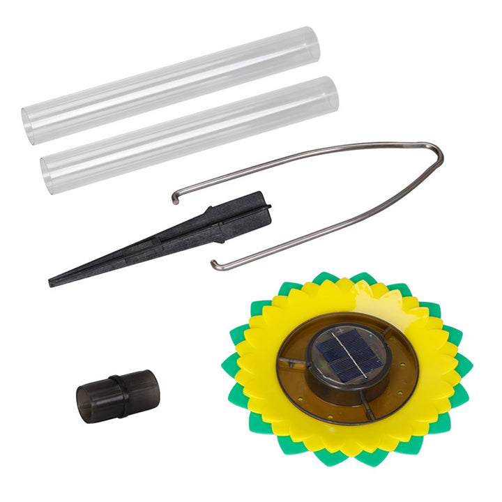 Solar-powered bird bath with LED garden light