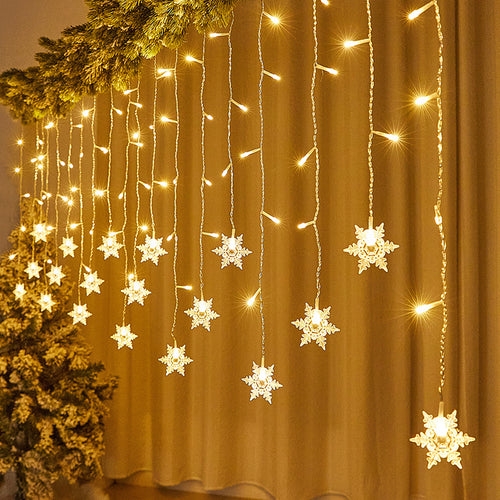 LED Snowflake Curtain Lights