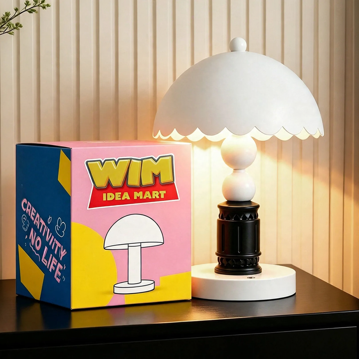Table lamp with relief pattern, column shape