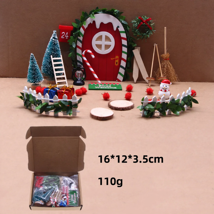 Miniature Elf Door Set with Rainbow Design