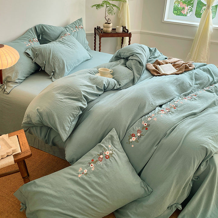 Bedding set, 4-piece, linen-cotton, autumn