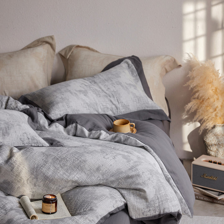 Cotton bedding set, 4-piece, jacquard pattern