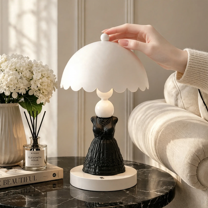 French Vintage Dress Table Lamp, dimmable