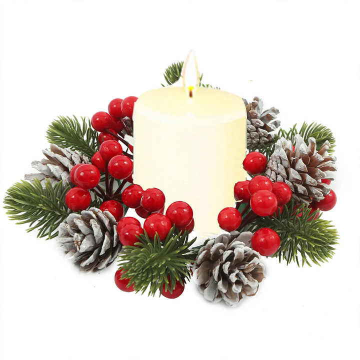 Christmas table wreath with pine cones