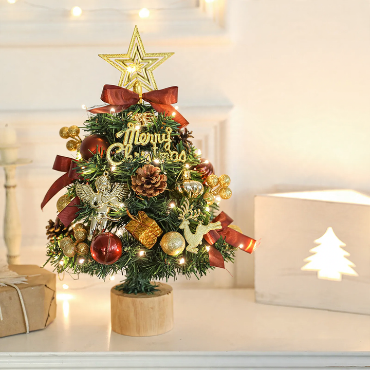 Decorative table Christmas tree with wooden stand