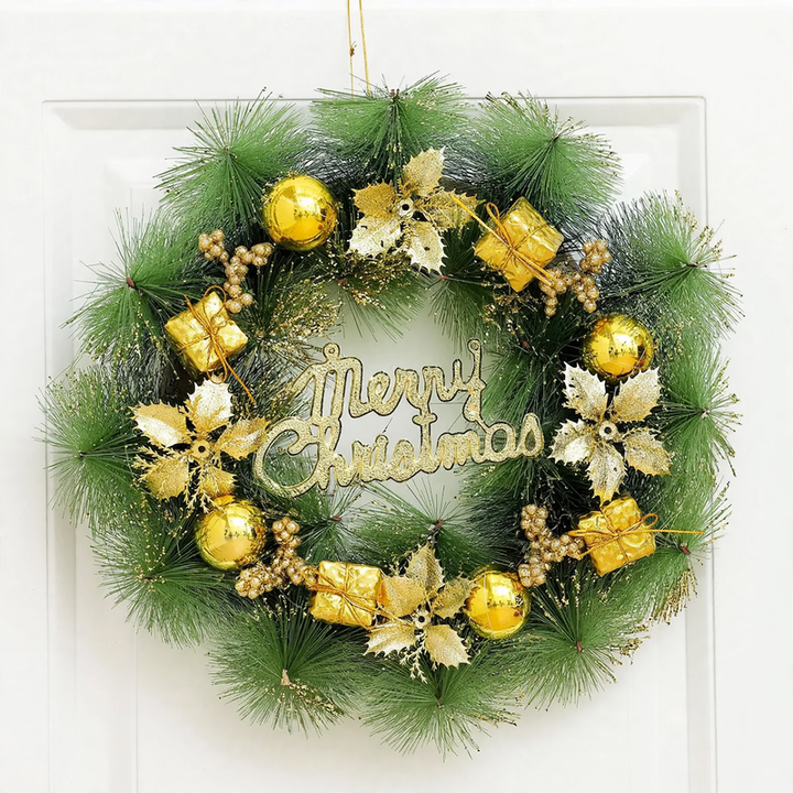 Illuminated Christmas wreath with hanging