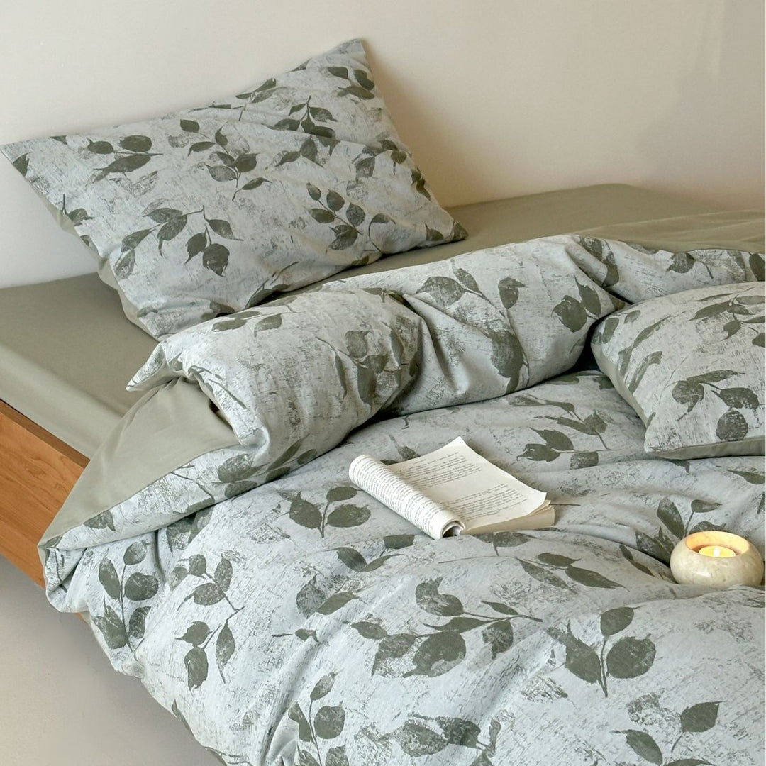 Cotton bedding set, 4-piece, floral pattern