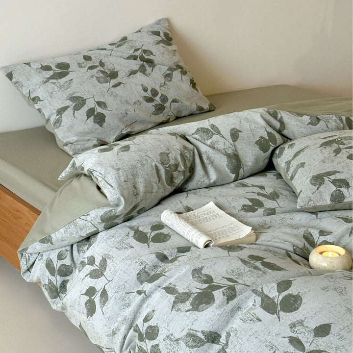 Cotton bedding set, 4-piece, floral pattern