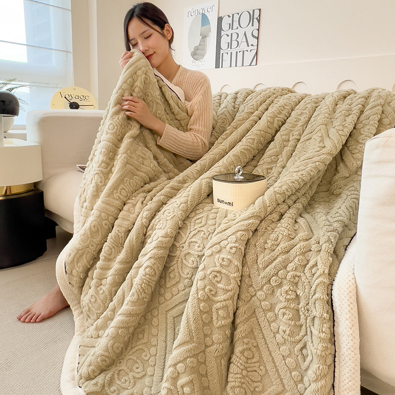 Fluffy flannel throw blanket, double-sided thickened, various sizes