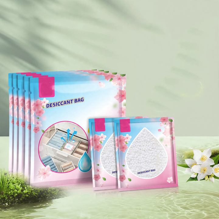 Hanging dehumidifying bag for wardrobes