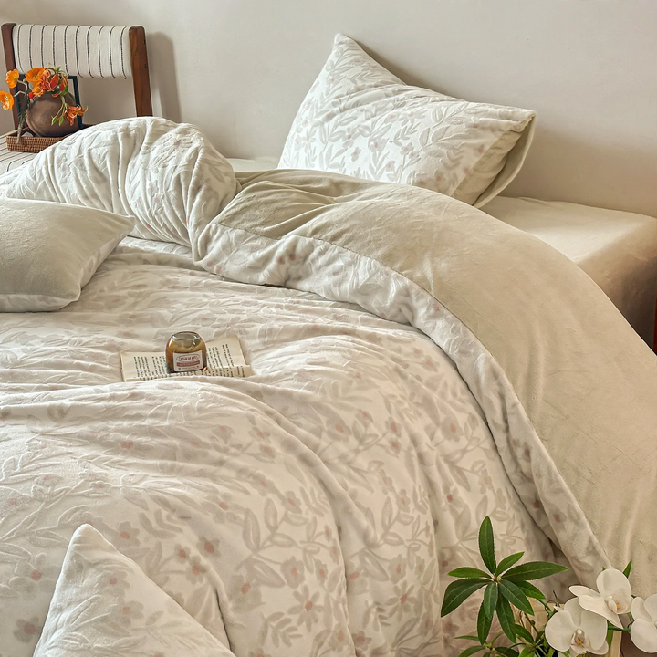 Milk fiber bedding set, 4-piece, floral pattern