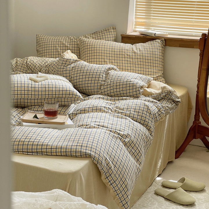 Cotton bedding set, 4-piece, jacquard pattern