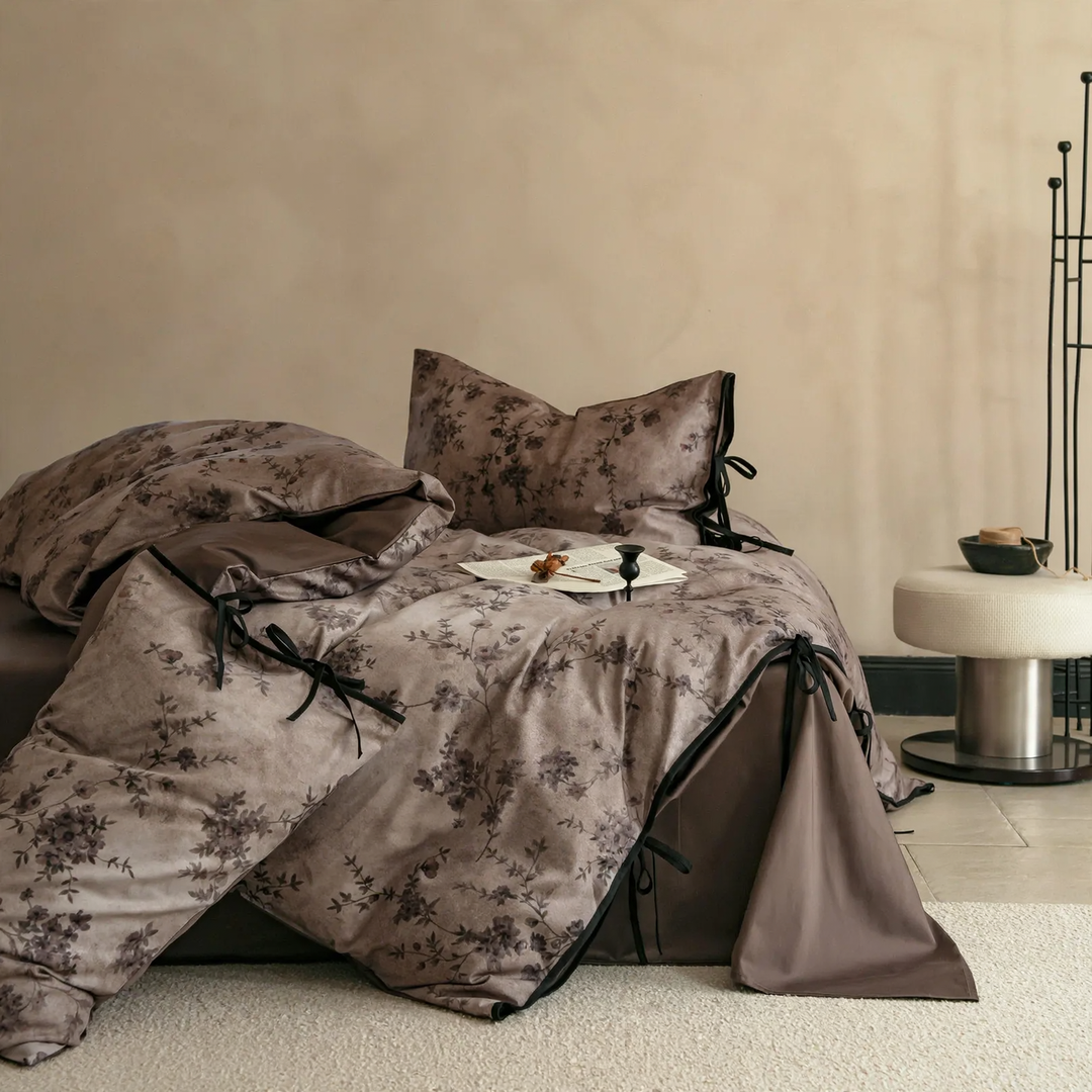 Cotton bedding set, floral pattern, satin weave