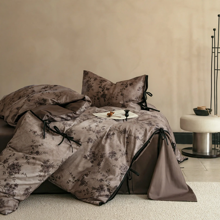 Cotton bedding set, floral pattern, satin weave