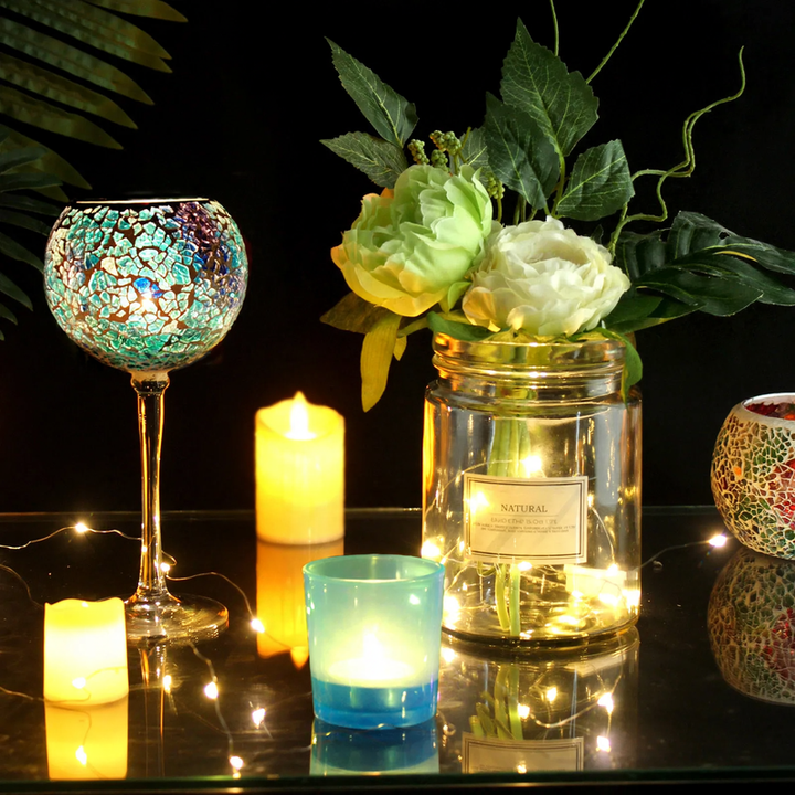 Mosaic glass candle holder, various sets