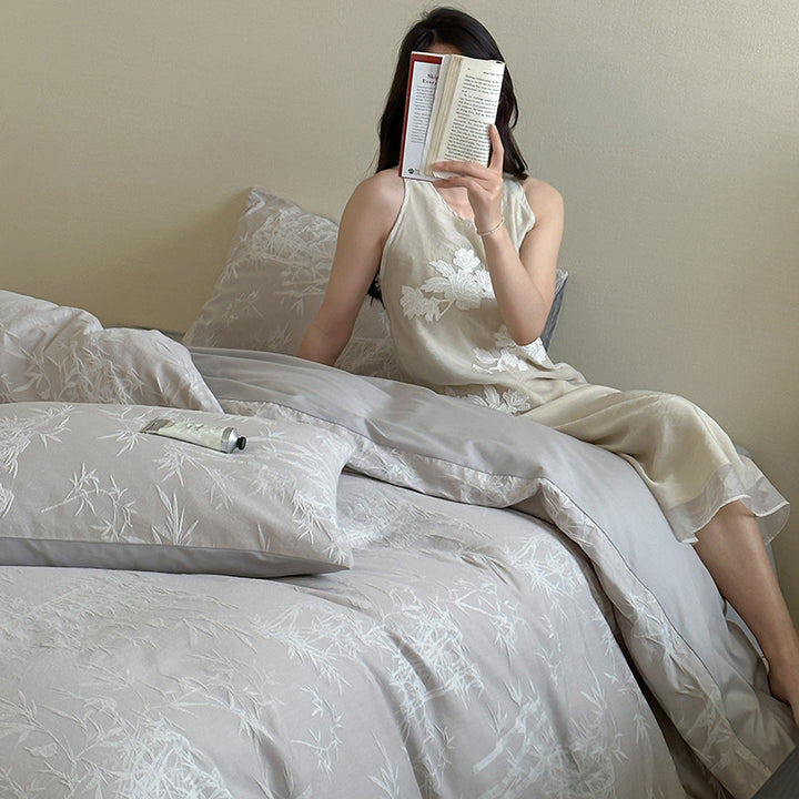 Cotton bedding set with jacquard woven texture