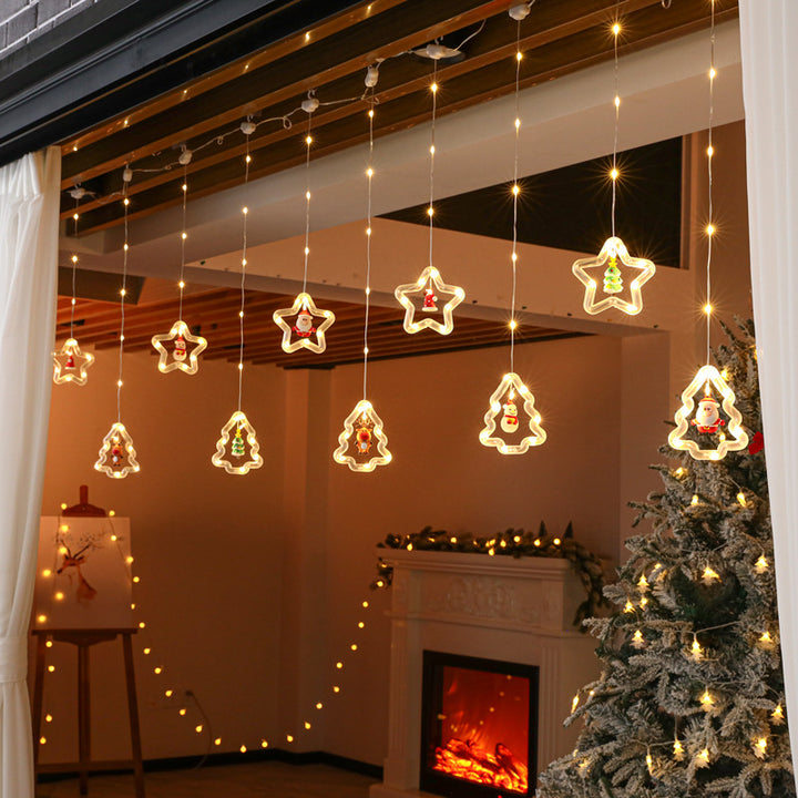 LED curtain lights with festive motifs