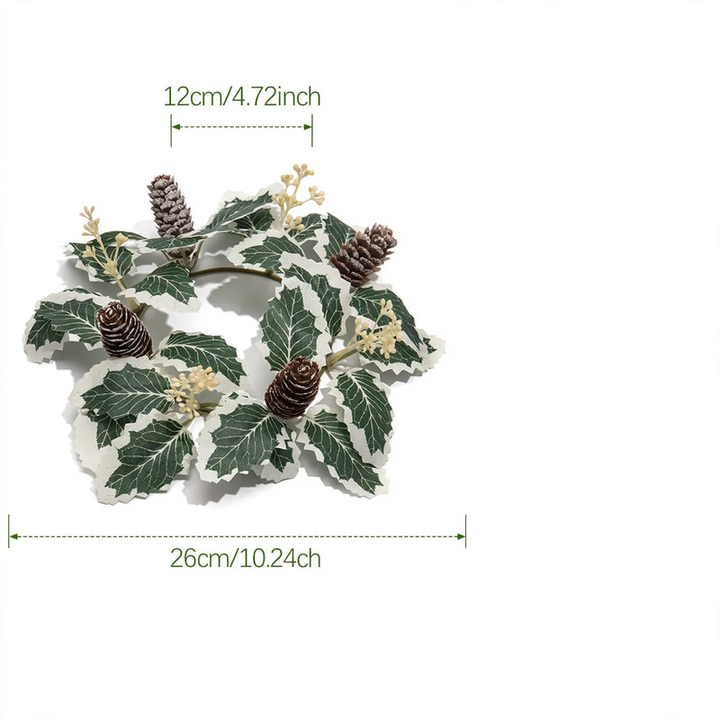 Christmas candle wreath with berries and cones