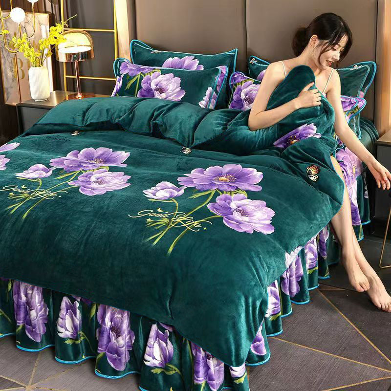 Duvet cover, milk fiber, double-sided, floral pattern