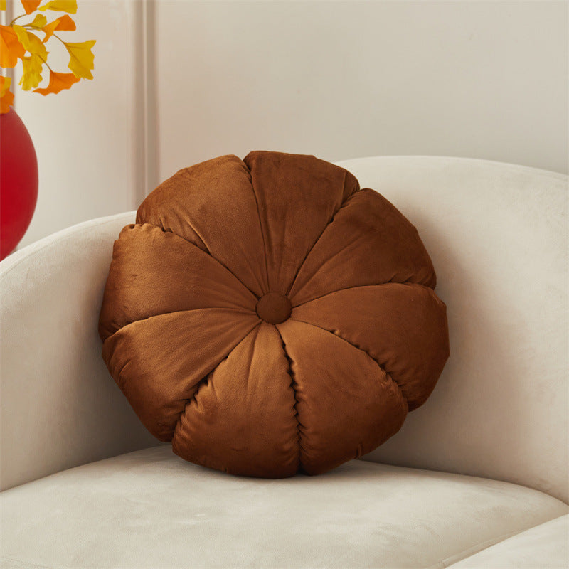Round plush seat cushion with foldable design, 35×35 cm