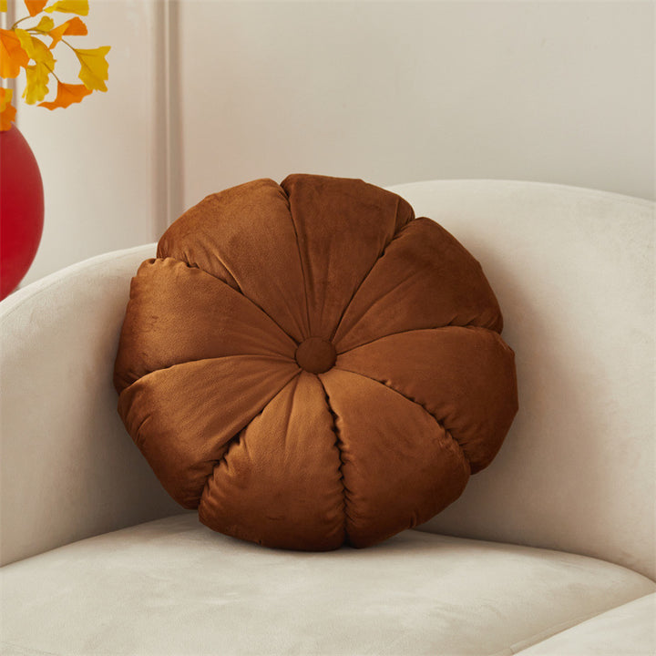 Round plush seat cushion with foldable design, 35×35 cm