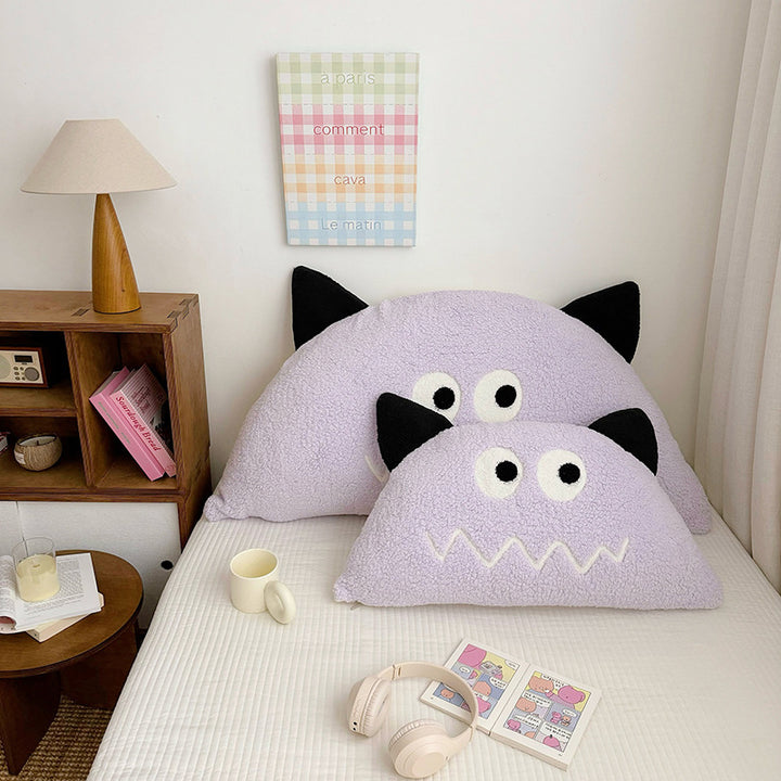 Cuddle pillow made of lambskin fleece, cartoon design