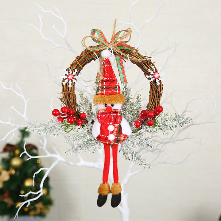 Handcrafted Christmas wreath made of branches