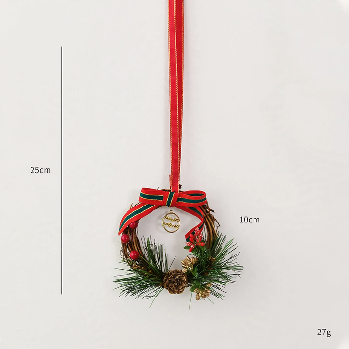Mini Christmas wreath with pine cones and bells