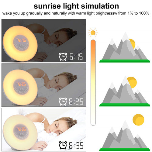 LED Sunrise Alarm Clock with FM Radio
