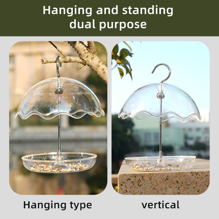 Weatherproof bird feeder, umbrella shape